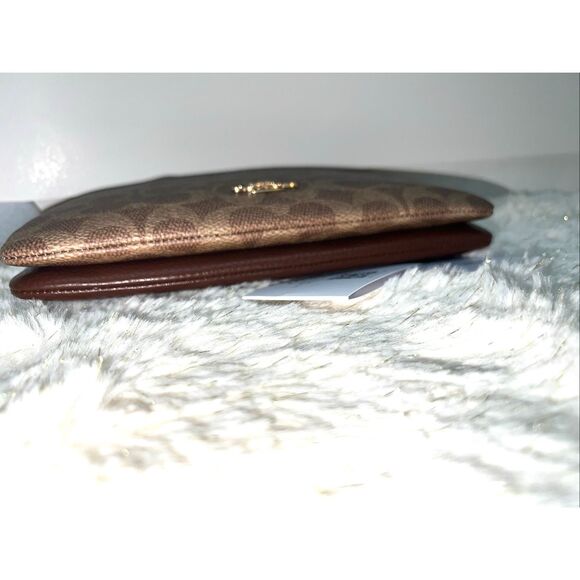 🔥🎁Double Zip Wallet In Signature Canvas Tan/Brown CX161 Msrp:$198.00 - Picture 6 of 7